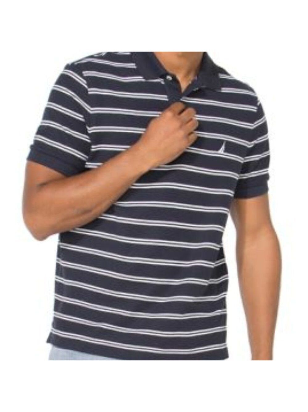 NAUTICA "A Bit TRIMMER" NAVY w/ WHITE STRIPES POLO